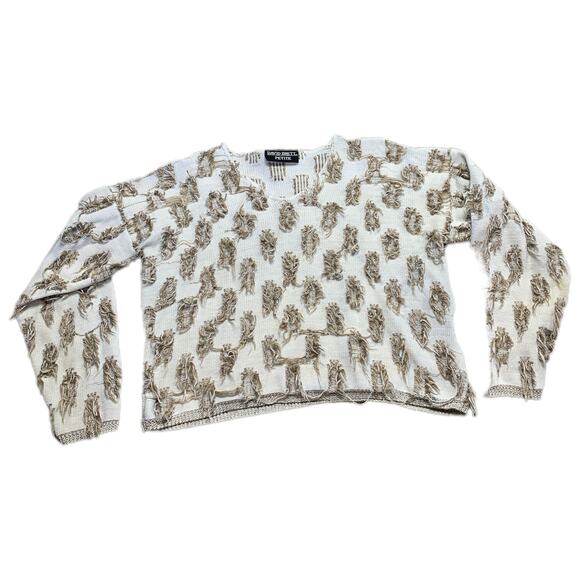 Fringe Funky Dotted Knit Sweater Large Vintage Jumper - Picture 2 of 8